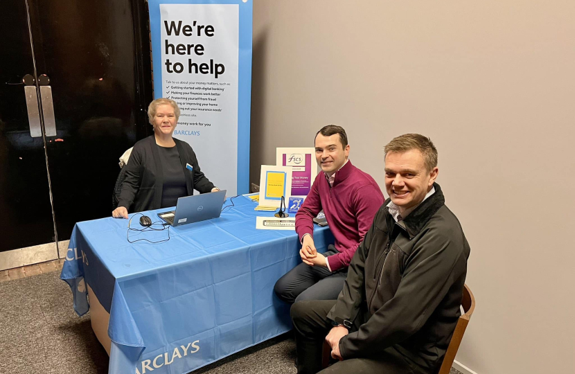 Lewis and Cllr Steve Wortley at Barclays Local